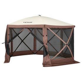 Pop Up Gazebo Tent, Pop-Up Screen Tent 6 Sided Canopy Sun Shelter with 6 Removable Privacy Wind Cloths & Mesh Windows