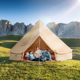 Canvas Bell Tent, 4 Seasons 5 m/16.4 ft Yurt Tent, Canvas Tent for Camping with Stove Jack, Breathable Tent Holds up to 8 People