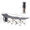 Folding Camping Cots for Adults with Carry Bags, Side Pockets, Outdoor Portable Sleeping Bed for Travel Camp Vocation, Grey