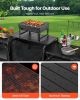 Camping Kitchen Table, Outdoor Camp Cooking Table, Aluminum Portable Cook Station with 3 Storage Cupboard, Carrying Bag, Detachable Windscreen