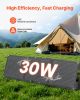 30W Foldable Solar Panel Charger, 16BB N-Type Monocrystalline Solar Panel 24% Efficiency, Ultra-Light Portable with USB-A